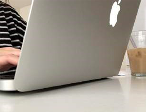 open laptop seen from the back of it