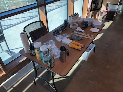 Table with art-making supplies