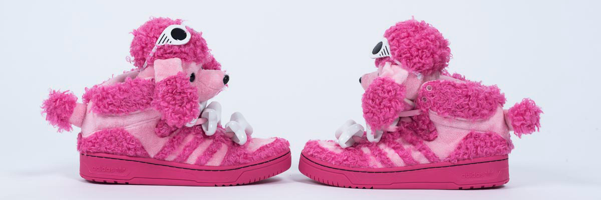 Jeremy Scott shoes that look like pink poodles
