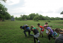 Campers embodying animals at the Koan School