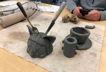 Ceramics workshop- close up of a participant's clay project