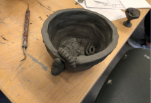 Ceramics workshop- close up of a participant's clay project