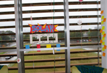 Project-based learning workshop- window with color strips and word "solar"